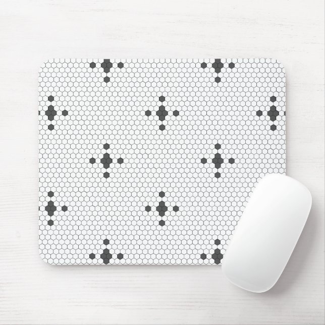 Grått 4-udd Faux Penny Tile Hexagon Tile Musmatta (Med mus)