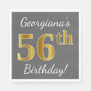 Grått 56th födelsedag för Fauxguld + Pappersservett