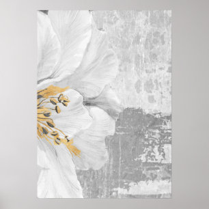 Grått Abstrakt Botaniskt färgväggskonst Poster