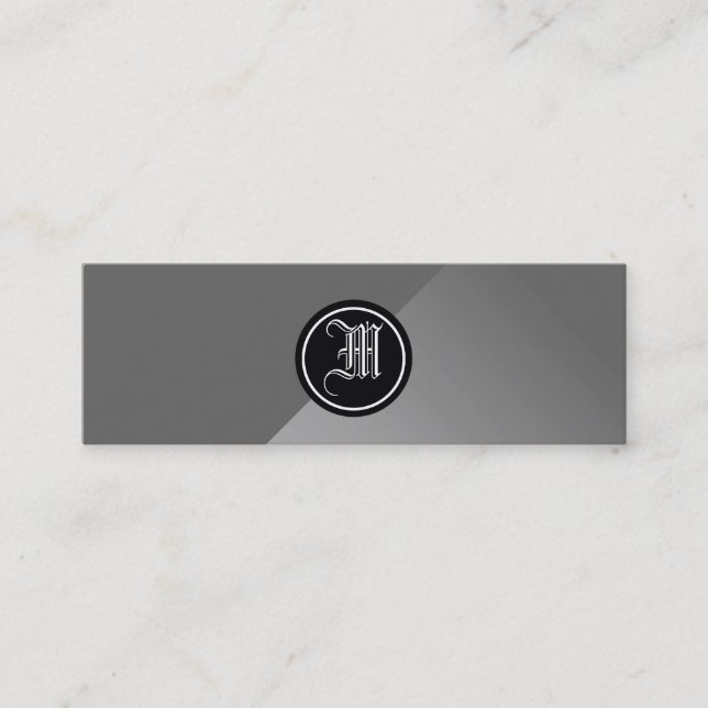 Grått-Abstrakt och monogram Mini Visitkort (Framsida)