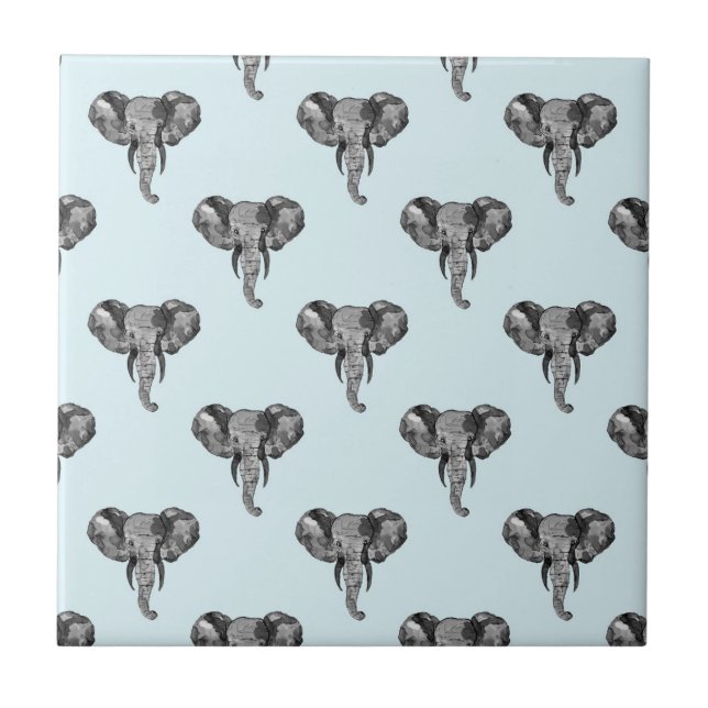 Grått African Elephant Mönster Kakelplatta (Framsidan)