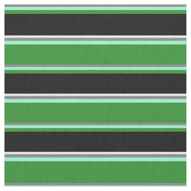 Grått, akvamarin, Forest Grönt, Black & Mint Cream Tyg (Närbild)