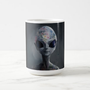 Grått Alien Blommigt Watercolor Art Kaffemugg