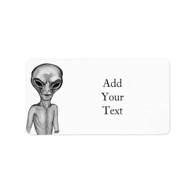 Grått Alien-etikett Adressetikett (Framsidan)