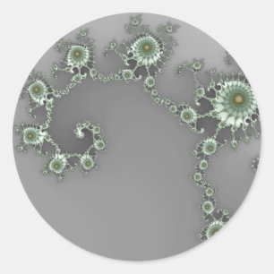 Grått Alien - Fractal Sticker Runt Klistermärke