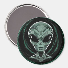 Grått Alien Head Magnet