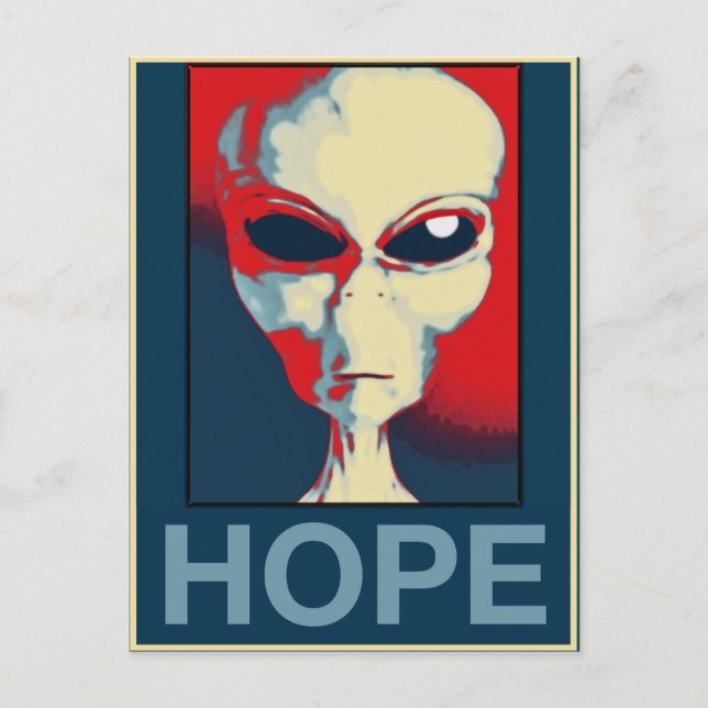 Grått Alien Hope Vykort (Framsida)