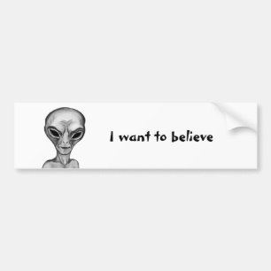 Grått Alien, jag vill tro Bildekal