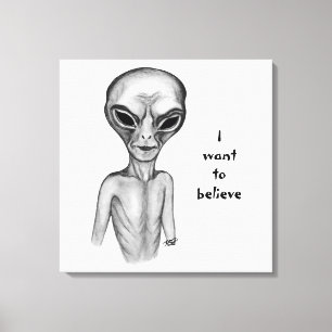 Grått Alien, jag vill tro Canvastryck