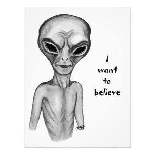 Grått Alien, jag vill tro Fototryck