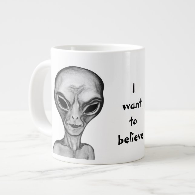 Grått Alien, jag vill tro Jumbo Mugg (Framsida vänster)
