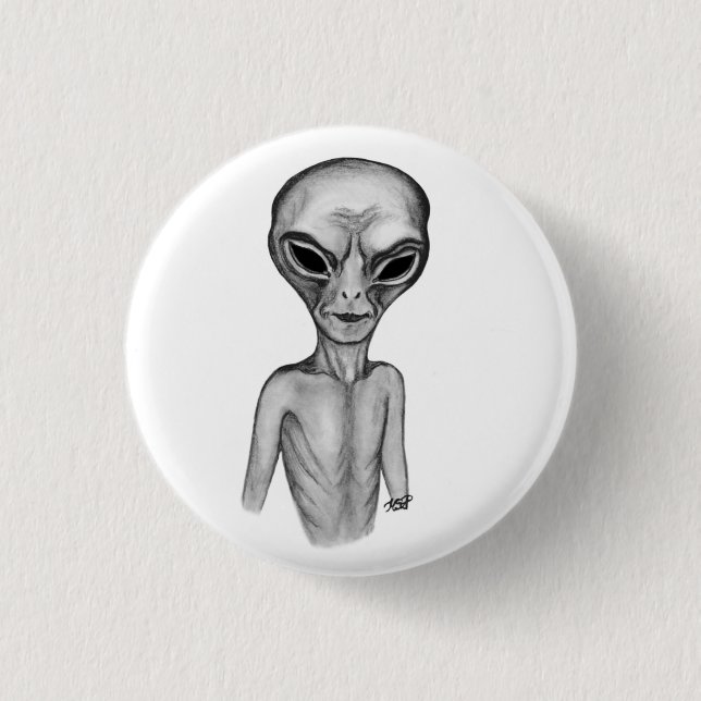 Grått Alien, jag vill tro Knapp (Framsida)