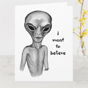 Grått Alien, jag vill tro Kort