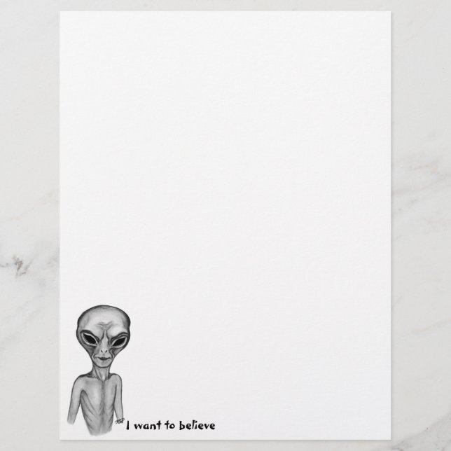 Grått Alien, jag vill tro Letterhead Brevhuvud (Framsida)
