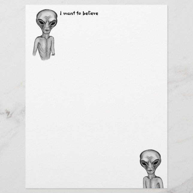 Grått Alien, jag vill tro Letterhead Brevhuvud (Framsida)