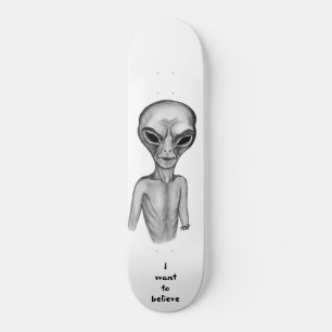 Grått Alien, jag vill tro Mini Skateboard Bräda 18,5 Cm