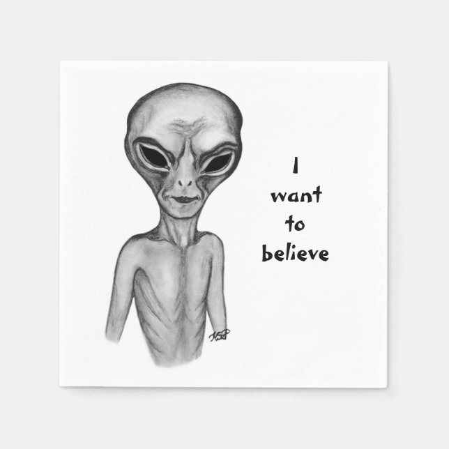 Grått Alien, jag vill tro Pappersservett (Framsidan)