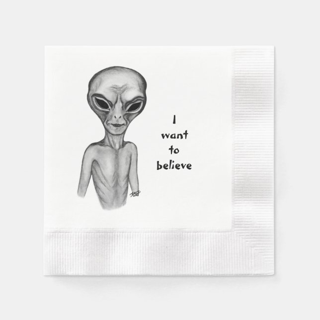 Grått Alien, jag vill tro Pappersservett (Framsidan)