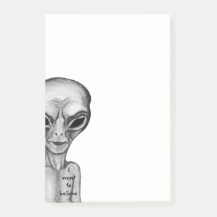 Grått Alien, jag vill tro Post-it Block