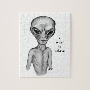 Grått Alien, jag vill tro Pussel