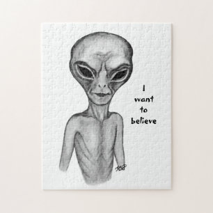 Grått Alien, jag vill tro Pussel