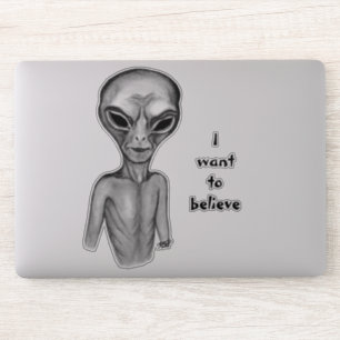 Grått Alien, jag vill tro Sticker Klistermärken