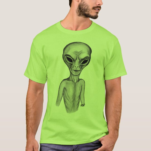 Grått Alien, jag vill tro T Shirt (Framsida)