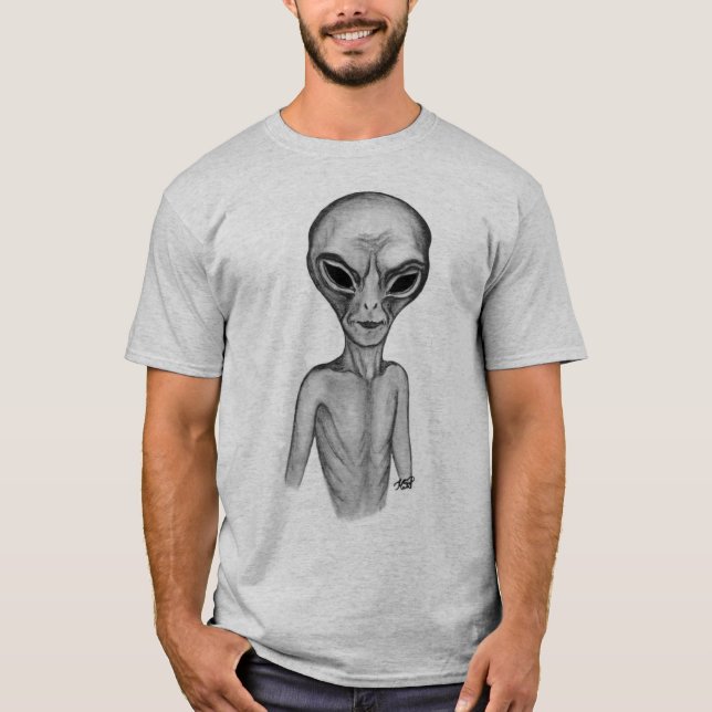 Grått Alien, jag vill tro T Shirt (Framsida)