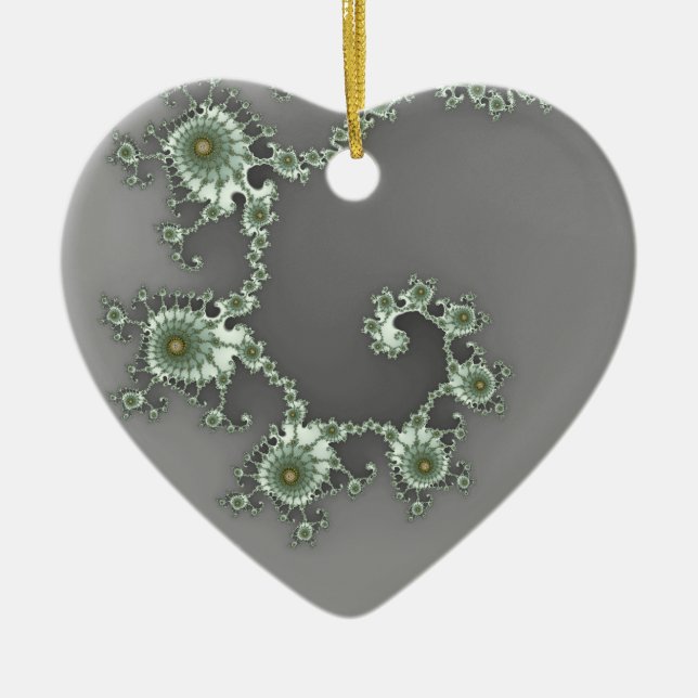 Grått Alien jul Fractal Julgransprydnad Keramik (Framsidan)