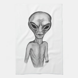 Grått Alien Kökshandduk