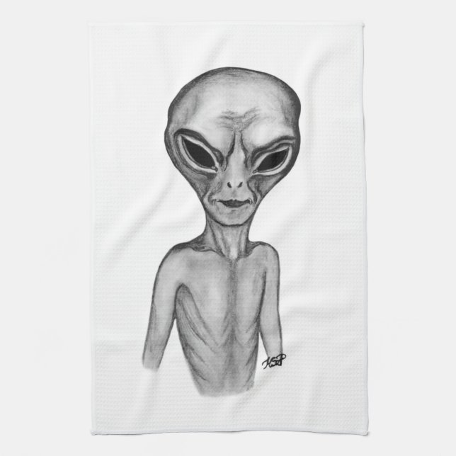 Grått Alien Kökshandduk (Vertikal)