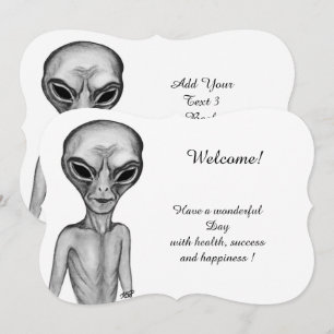 Grått Alien, lägg till texten Inbjudningar