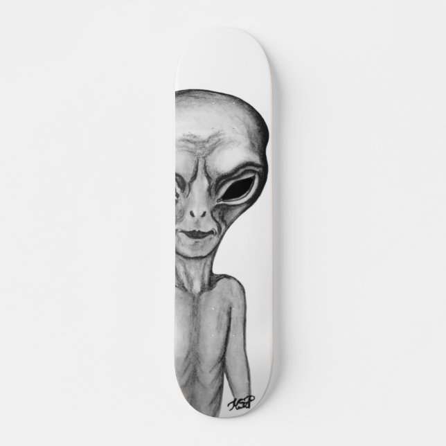 Grått Alien Mini Skateboard Bräda 18,5 Cm (Framsida)