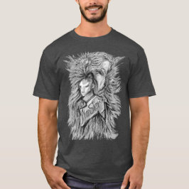 Grått Alien Monster Art Pen Teckning T-Shirt