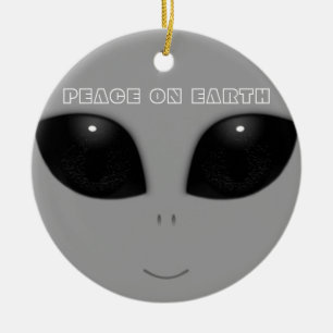 Grått-Alien Ögon julprydnad Julgransprydnad Keramik