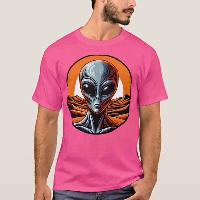 Grått Alien on Mars T Shirt (Framsida)