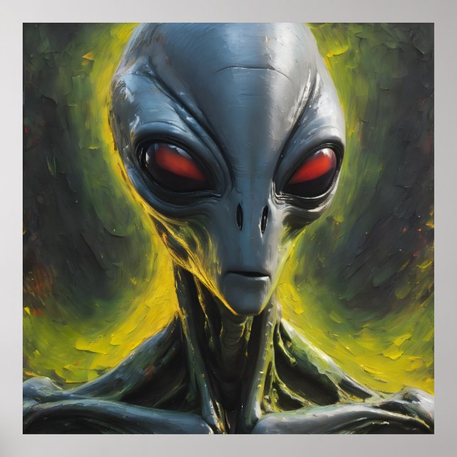 Grått Alien Paint Poster (Framsidan)