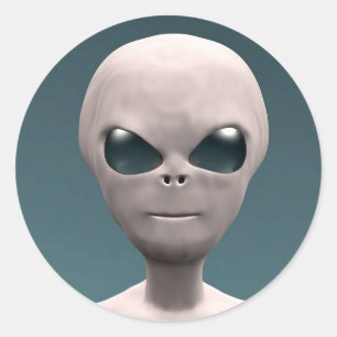 Grått Alien Runt Klistermärke