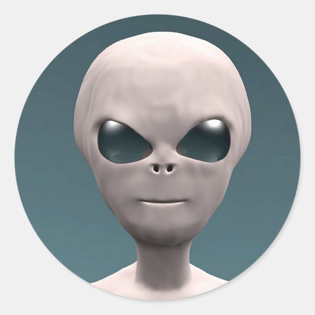 Grått Alien Runt Klistermärke (Framsida)