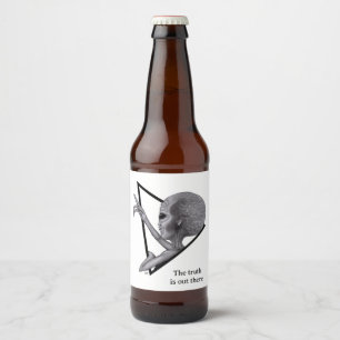 Grått Alien, sanningen finns där ute Ölflaska Etikett