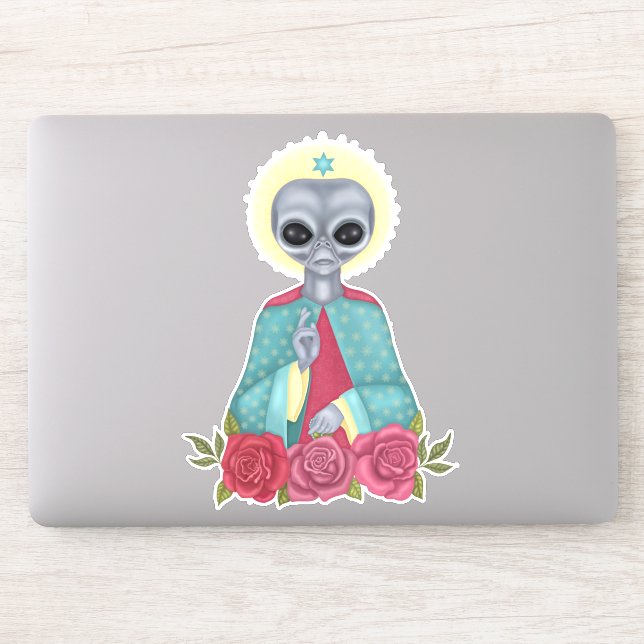 Grått Alien Sticker Klistermärken (Dator)