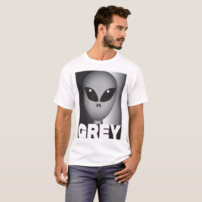 Grått Alien T Shirt (Hel framsida)