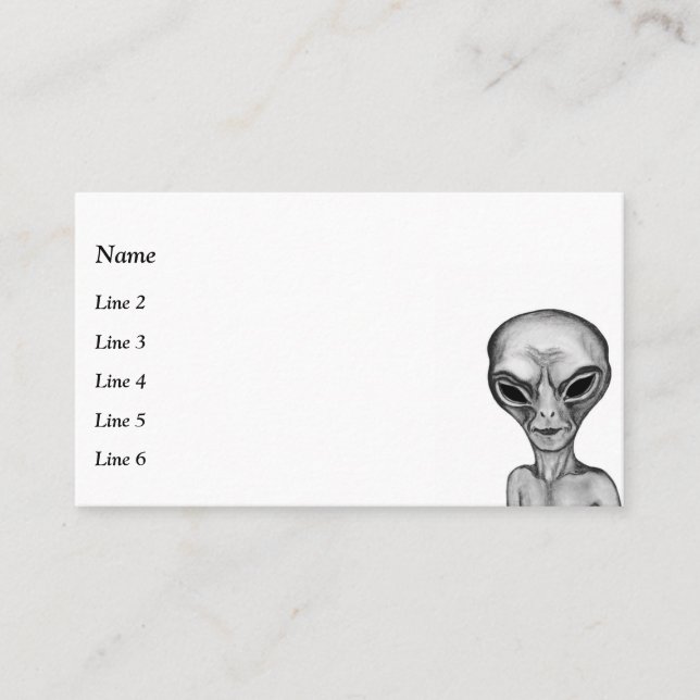 Grått Alien Visitkort (Framsida)