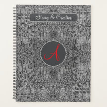 Grått Alligator Leather Scale Anpassningsbar Monog