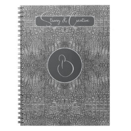 Grått Alligator Leather Scale Reptile Monogram Anteckningsbok