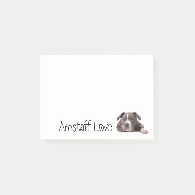 Grått American Staffordshire Terrier Hund - Amstaf Post-it Block (Framsida)