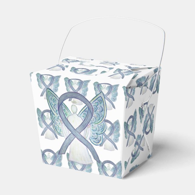 Grått Angel Awareness Ribbon Take Out Favor Boxes Presentaskar (Framsidan Sidan)