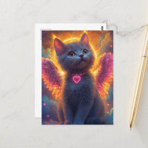 Grått Angel Kitten Vykort