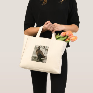 Grått anka på mörken sjö mini tygkasse