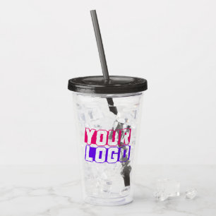 Grått-Anpassningsbar-Logotyp Akryltumlare med str Take Away Mugg